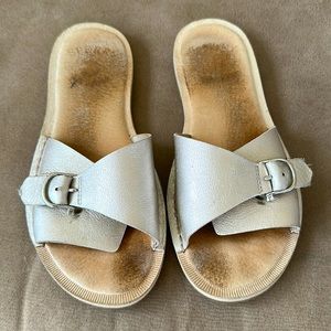 Silver slide sandals